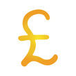 © Daria Shane - Hand drawn british pound Gold currency symbol Brush stroke doodle Single element for design
