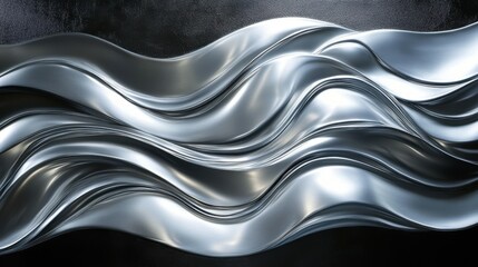 Wall Mural - elegant lines of silver and white flowing across a dark background, suggesting sophistication.