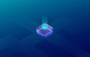 Wall Mural - artificial intelligence concept, ai chip background on technology blue background. circuit board. ai