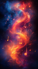 Wall Mural - music notes on an abstract background