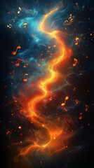 Wall Mural - music notes on an abstract background
