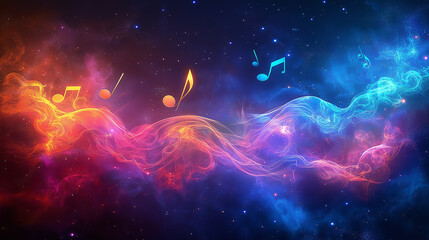Wall Mural - music notes on an abstract background