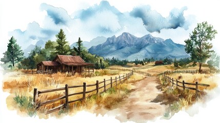 Wall Mural - Rustic Mountain Landscape