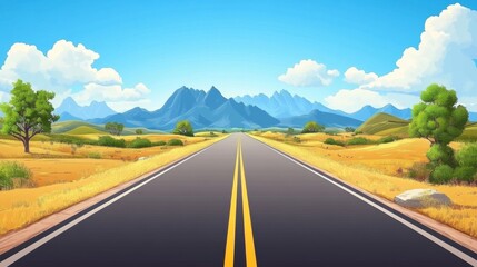 Wall Mural - Scenic Road to Mountains