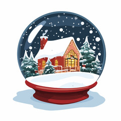 Beautiful Christmas crystal ball with house illustration for festive decorations