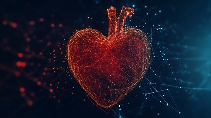 Wall Mural - dark background with glowing 3d heart shape lines image