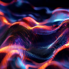 Wall Mural - dynamic futuristic wave pattern radiating in bright neon colors image