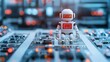 © anong - A small robot stands on a circuit board, surrounded by glowing lights, symbolizing technology and innovation in a futuristic setting.