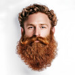 © Макс Подобайло - portrait of a man with a luxurious beard on a white background, advertising a hairdresser, hairdresser