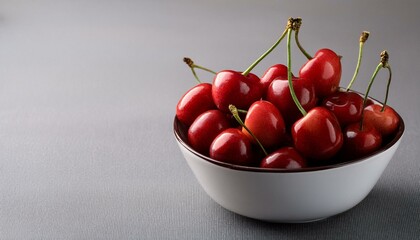 Canvas Print - Fresh, ripe cherries in a bowl. Juicy and red.