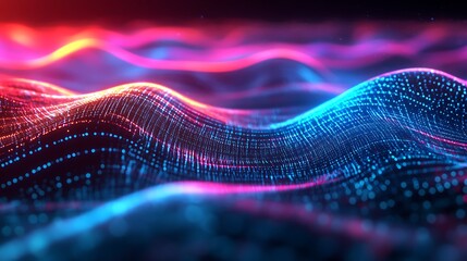Wall Mural - stunning futuristic wave pattern glowing with brilliant color contrast image