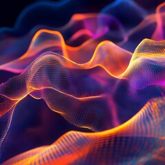 Wall Mural - vibrant neon wave pattern glowing with futuristic bright colors image