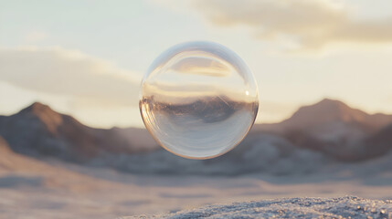 Wall Mural - Soap bubble floating in mid-air, its translucent surface reflecting light beautifully4k image