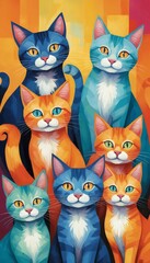 Naklejka na meble set of cats