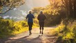 © saefurridhoalghoza - Active Seniors Jogging on Scenic Trail at Sunset