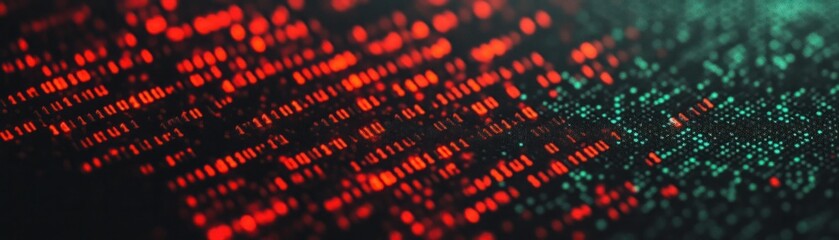 Abstract Digital Pattern with Red and Green Light Creating a High-Tech Background Suitable for Technology, Cybersecurity, and Digital Innovations