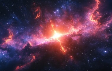 Wall Mural - vibrant galactic scene with radiant stars and dynamic colors in cosmic nebula background