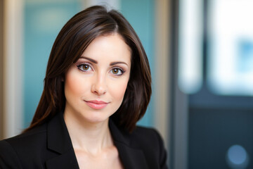 Wall Mural - Confident businesswoman smiling in modern office setting