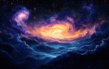 Wall Mural - galactic swirls in cosmic space with swirling galaxies and shining stars