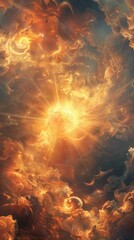 Wall Mural - a stunning cosmic scene filled with vibrant colors and swirling clouds, radiating light and energy, 