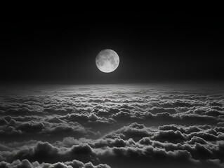 Wall Mural - full moon over the clouds