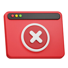 close website 3d icon isolated on the white background
