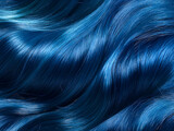 Close-up of vibrant blue hair strands showcasing texture and color depth.