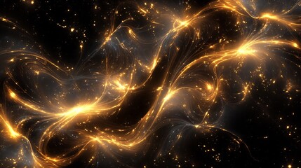 Sticker - Golden Cosmic Nebula: A Celestial Dance of Light and Energy