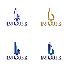 Sticker - initial B with building vector logo design. Letter B logo formed building symbol