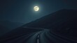 © Prasert - A deserted mountain road winds its way up the side of a hill under the light of a full moon, solitude, emptiness