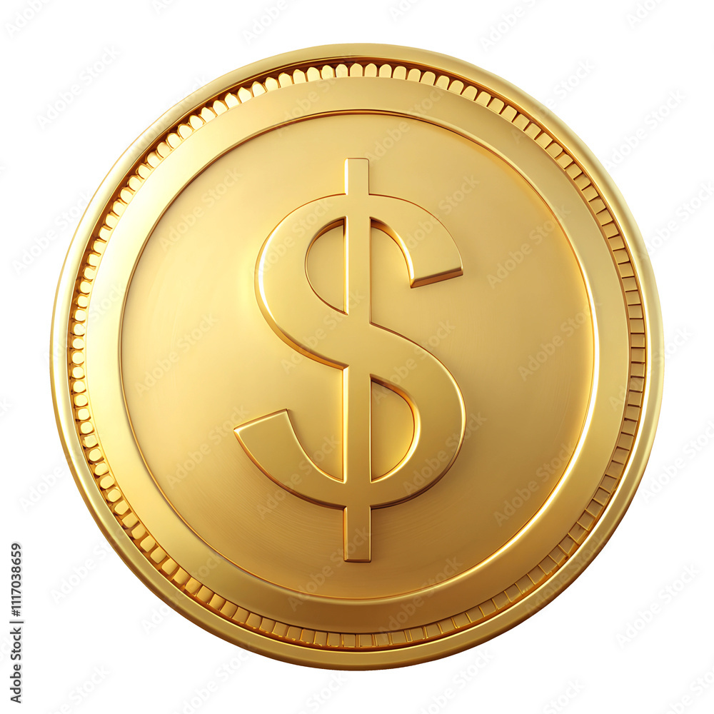 gold coin with dollar sign 3d icon in cartoon plastic style minimal ...