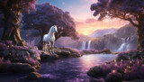 White horse in beautiful place - heaven concept