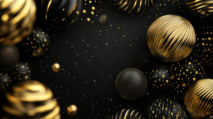 Wall Mural - Happy New Year Greeting Card with Gold and Black Design for Luxury Celebration