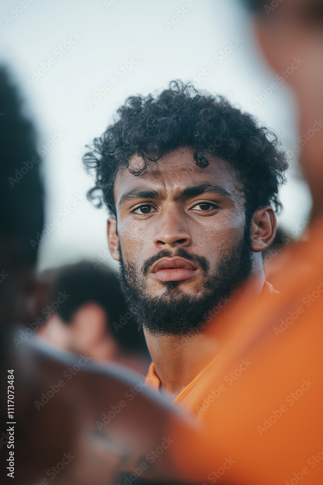 Portrait of a maori Pacifica rugby player man in his 30s, rugby player ...