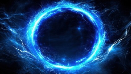 Wall Mural - The portal design radiates vibrant light effects against a stark black backdrop.