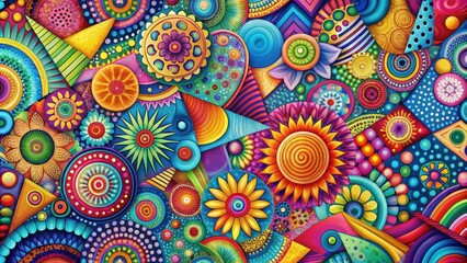 Sticker - Vibrant and lively with colorful abstract shapes and patterns, bright, dynamic, background,vibrant, lively, colorful