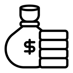 Wall Mural - Money Bag Line Icon