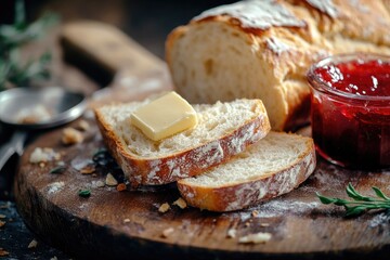 Wall Mural - Bread with butter and jam