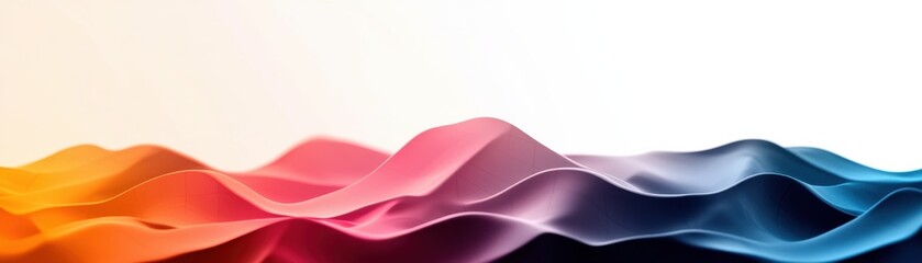 Aufkleber - A vibrant wave of colorful gradients flows across a minimalist background, blending shades of orange, pink, and blue in an abstract design.