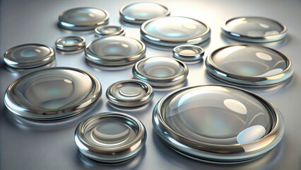 Glass buttons with glossy round shapes in rendering, glass, buttons,glossy, round, shapes,rendering, digital, design