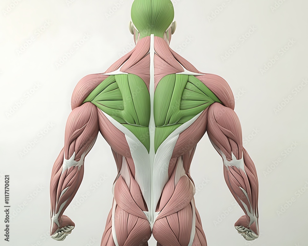 [BAA] å_Comprehensive Muscular System Diagram with Green and White ...
