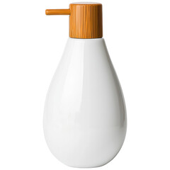 Wall Mural - Elegant White Ceramic Soap Dispenser with Bamboo Pump for Modern Bathroom Decor