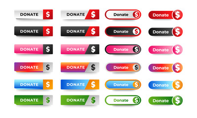 Wall Mural - set of donate buttons icon design template. professional web design, full set of elements. user-frie