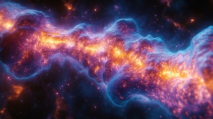 Wall Mural - luminous cosmic nebula with vibrant orange and blue hues, swirling gaseous clouds and sparkling star