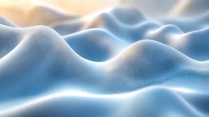 Wall Mural - abstract digital landscape with flowing, interconnected nodes forming soft, undulating hills under w