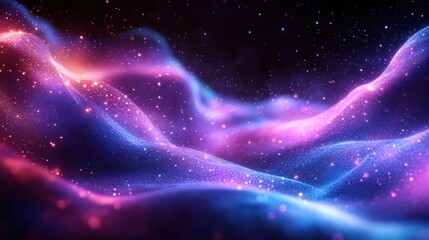 Wall Mural - Abstract cosmic nebula with glowing particles and vibrant colors.