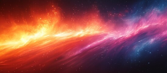 Wall Mural - Fiery cosmic nebula with red and blue hues, glowing gas and dust clouds.