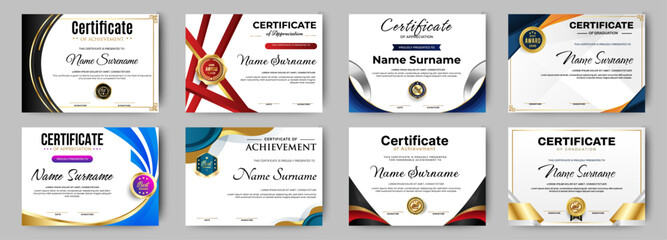 Wall Mural - certificates of completion template with luxury badge and modern line and shapes. horizontal certifi