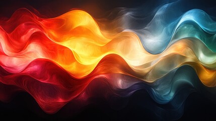 Wall Mural - Abstract colorful wavy smoke, fire, and light design.