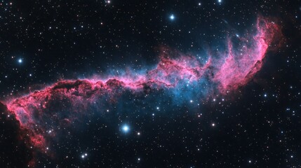 Wall Mural - Vibrant nebula with pink and blue hues, cosmic dust and stars.